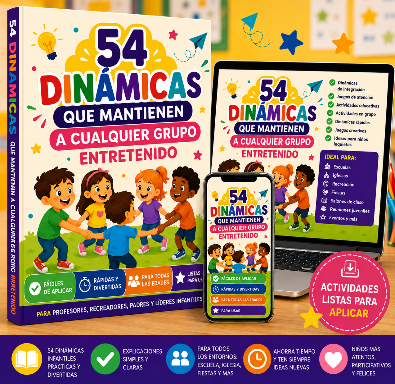 Mockup del ebook 54 Dinámicas con vista en celular